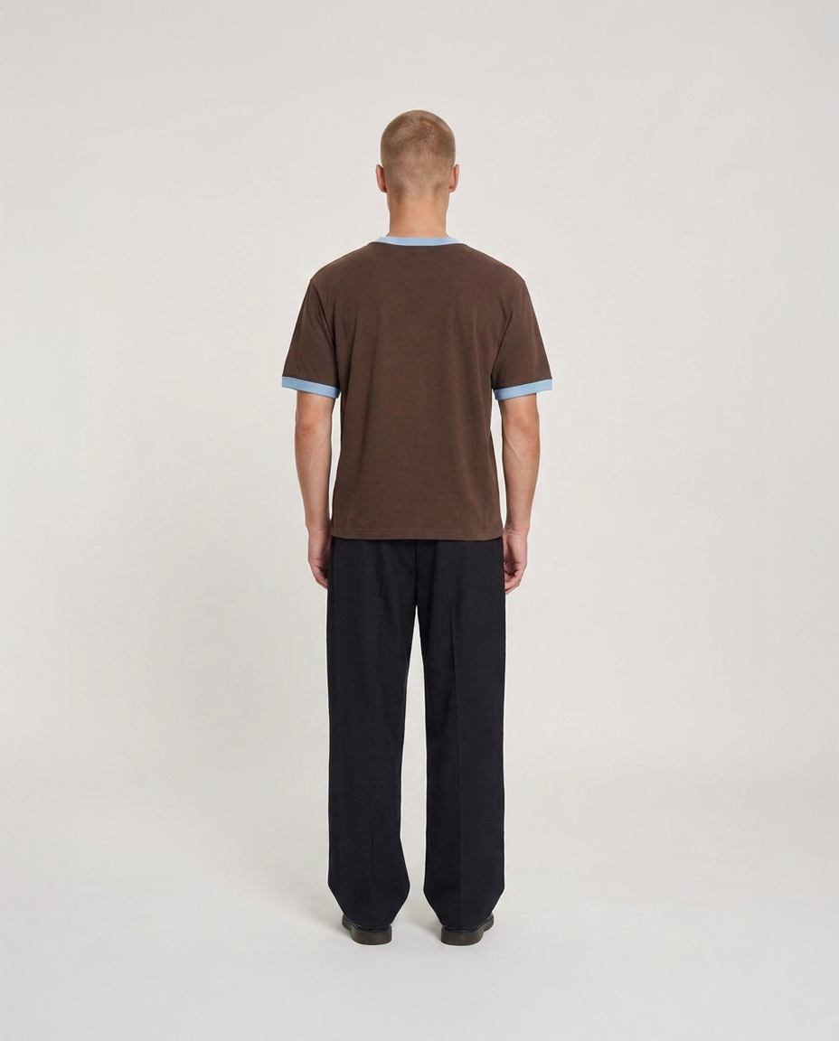 aerd Earth Tee — 260 GSM heavyweight cotton ringer t-shirt in muted earth tones with contrast collar and cuffs