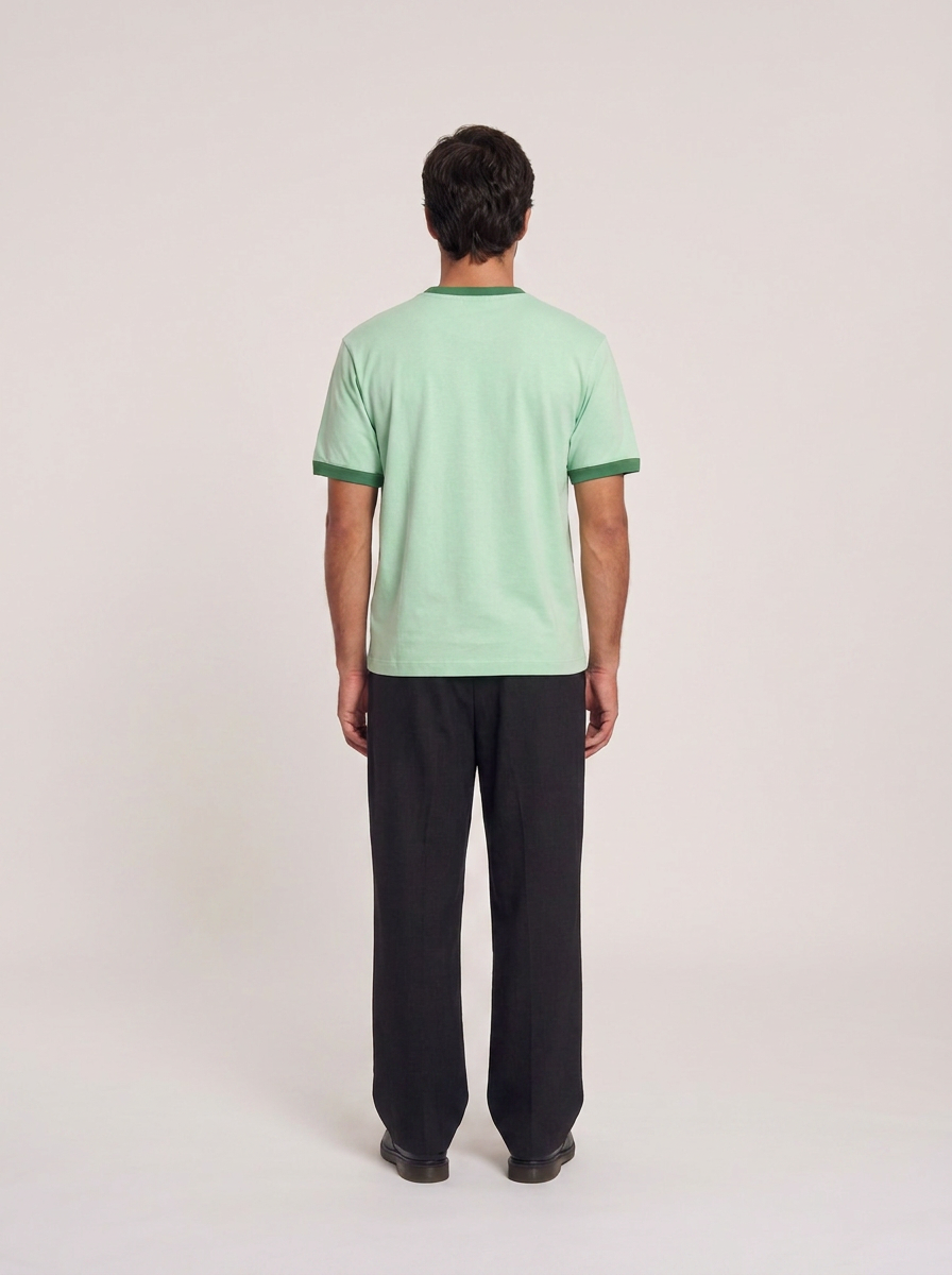 aerd Forest Tee — 260 GSM heavyweight cotton ringer t-shirt in muted green with contrast collar and cuffs