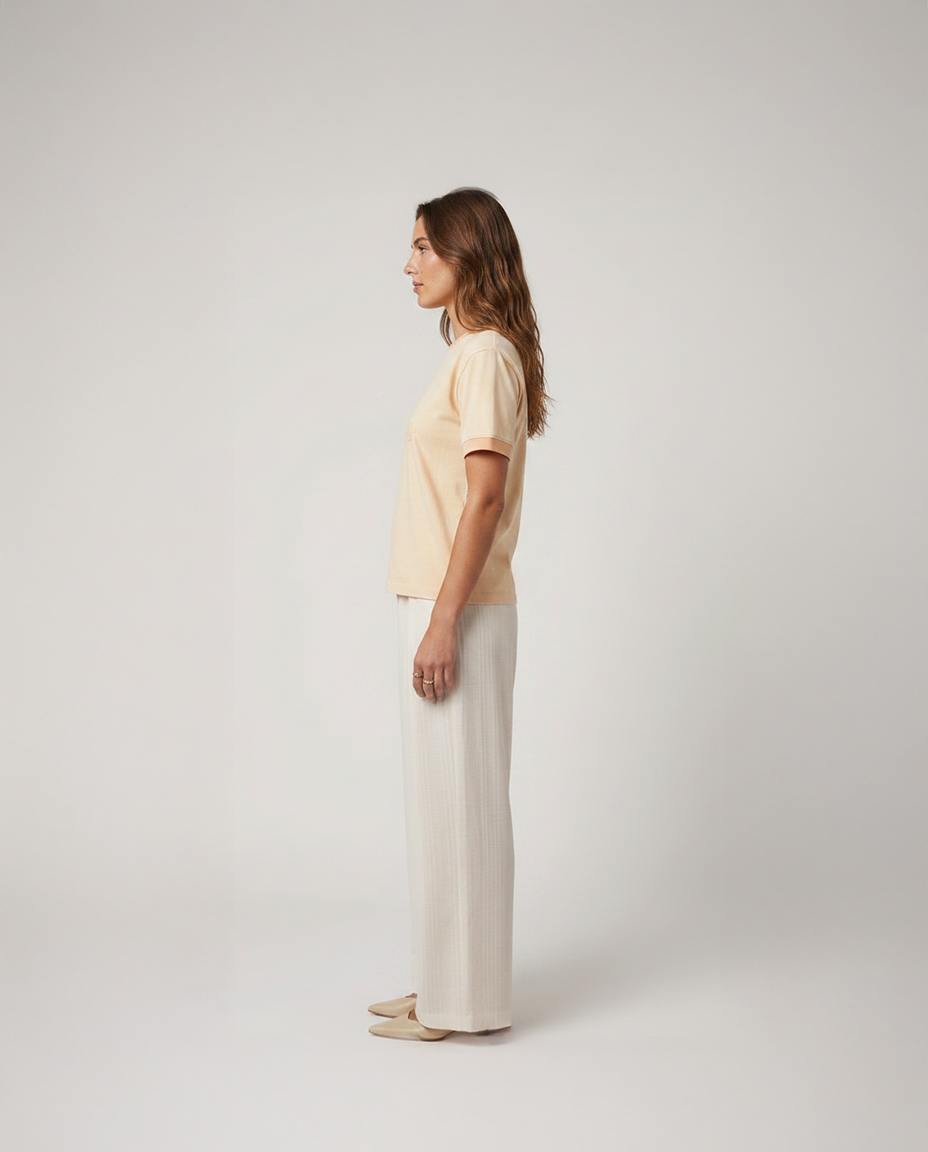 aerd Yellow Ringer Tee — 260 GSM heavyweight cotton ringer t-shirt in soft yellow with contrast collar and cuffs