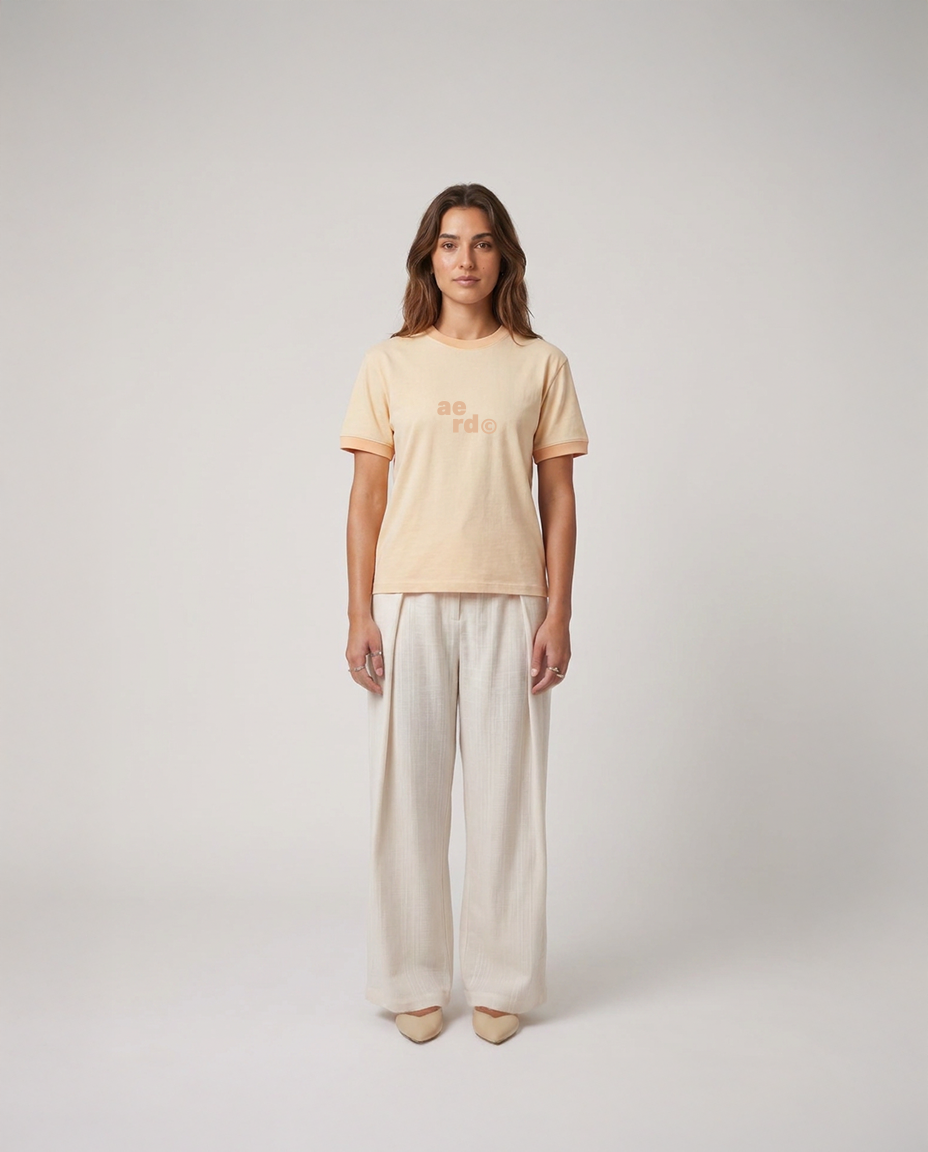 aerd Yellow Ringer Tee — 260 GSM heavyweight cotton ringer t-shirt in soft yellow with contrast collar and cuffs
